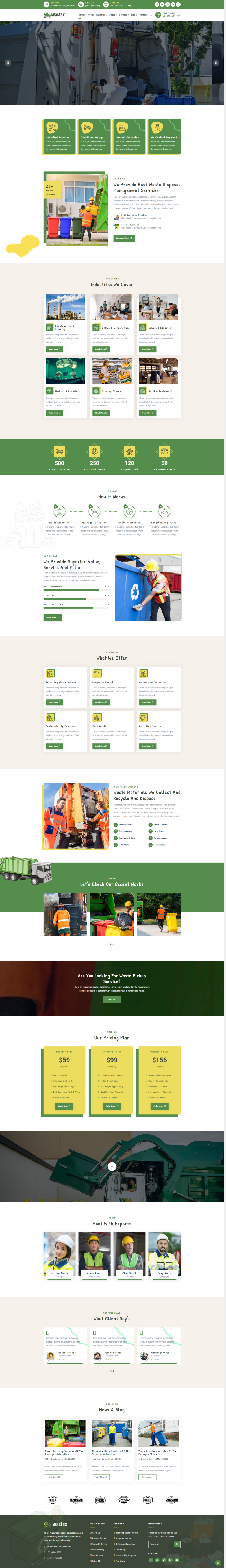 废品回收网站源码，绿色的回收废物服务网站模板设计