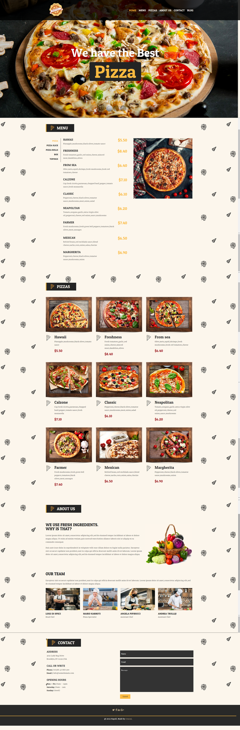 披萨店网站模板，响应式美食网站