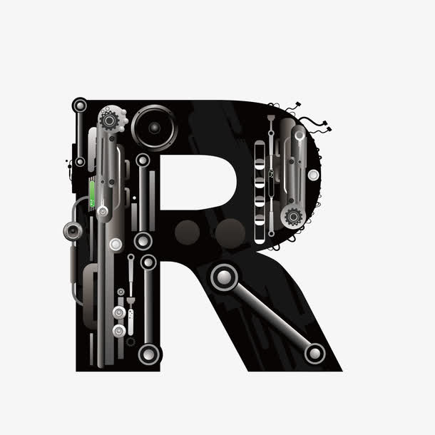 机械创意字母R