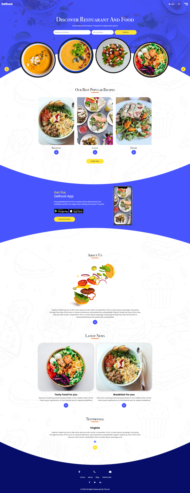 餐饮美食网站模板，餐厅展示网站设计