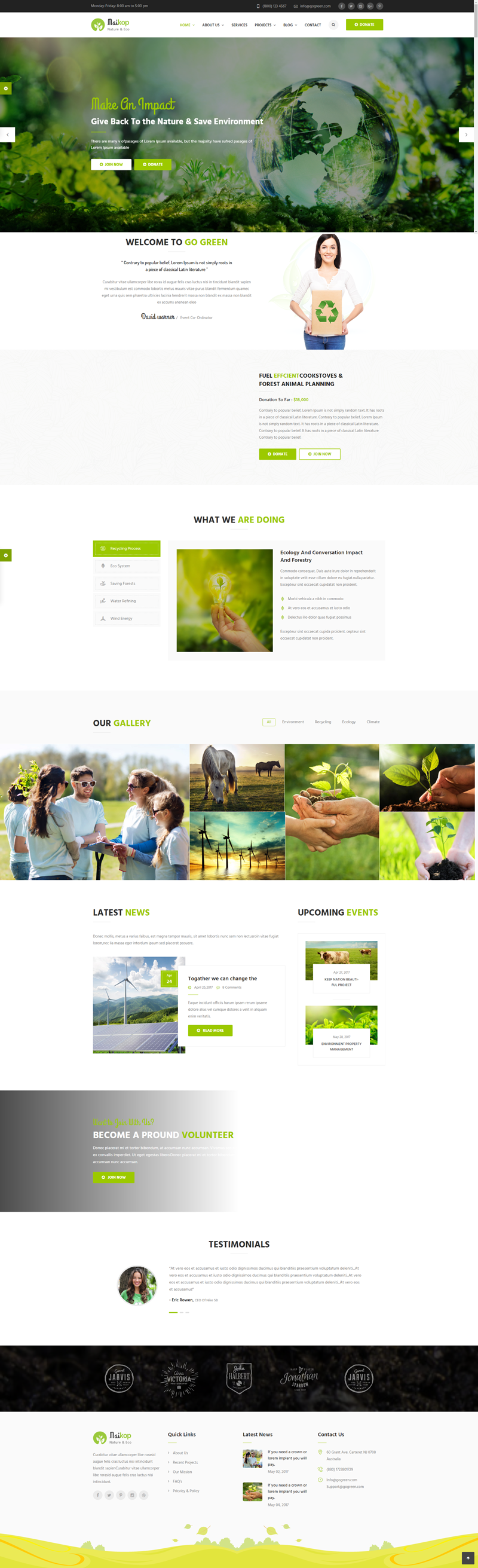 绿色环保网站模板，bootstrap环保公益网站设计