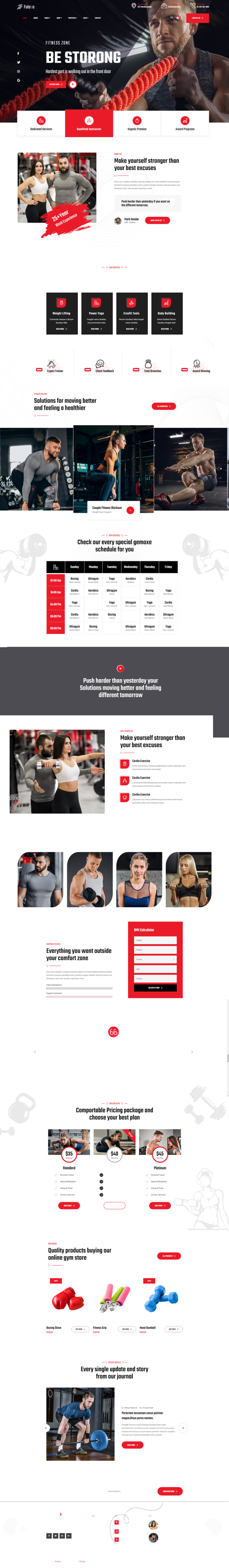 健身网站设计模板，红色运动健身网页设计