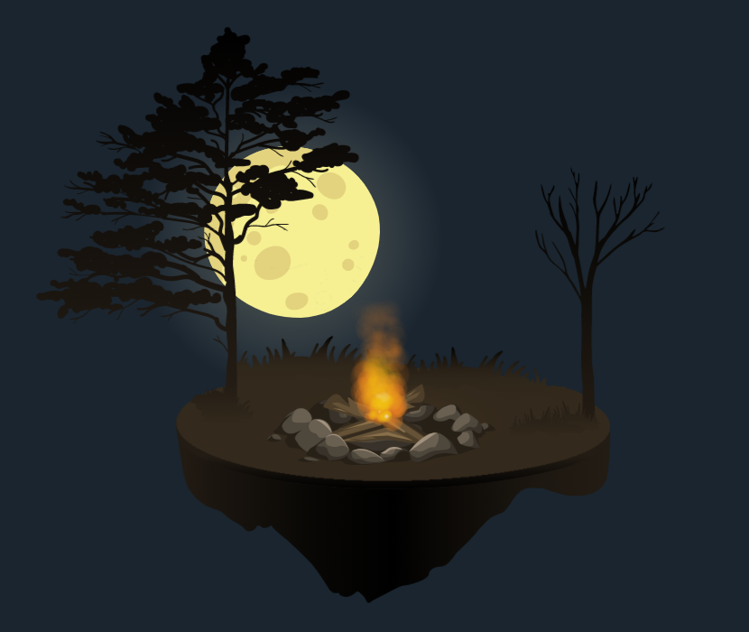 h5中秋节素材，中秋节动画素材，月亮火堆动画场景