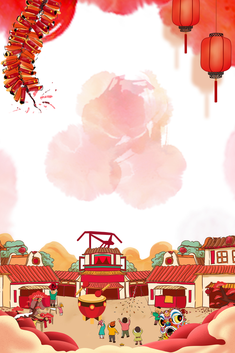 2018中国风红色水墨风春节通用海报