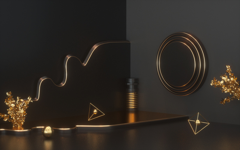 C4D，黑金，舞台，高端