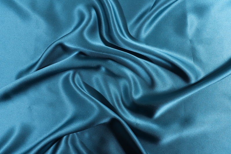 真丝丝绸蓝色布料丝滑
