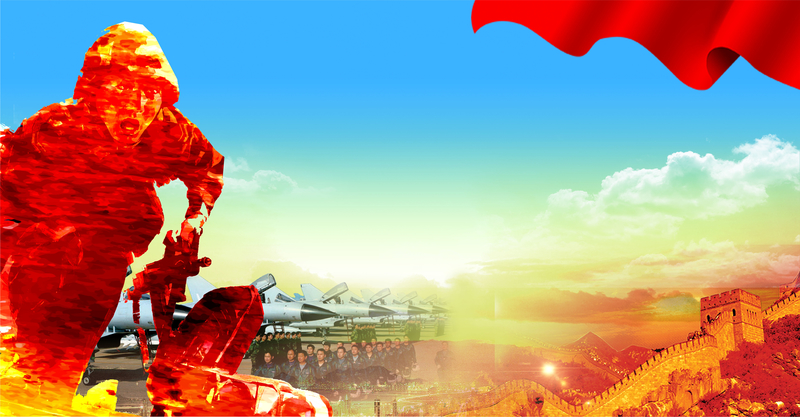 彩色质感中国风军人海报背景素材