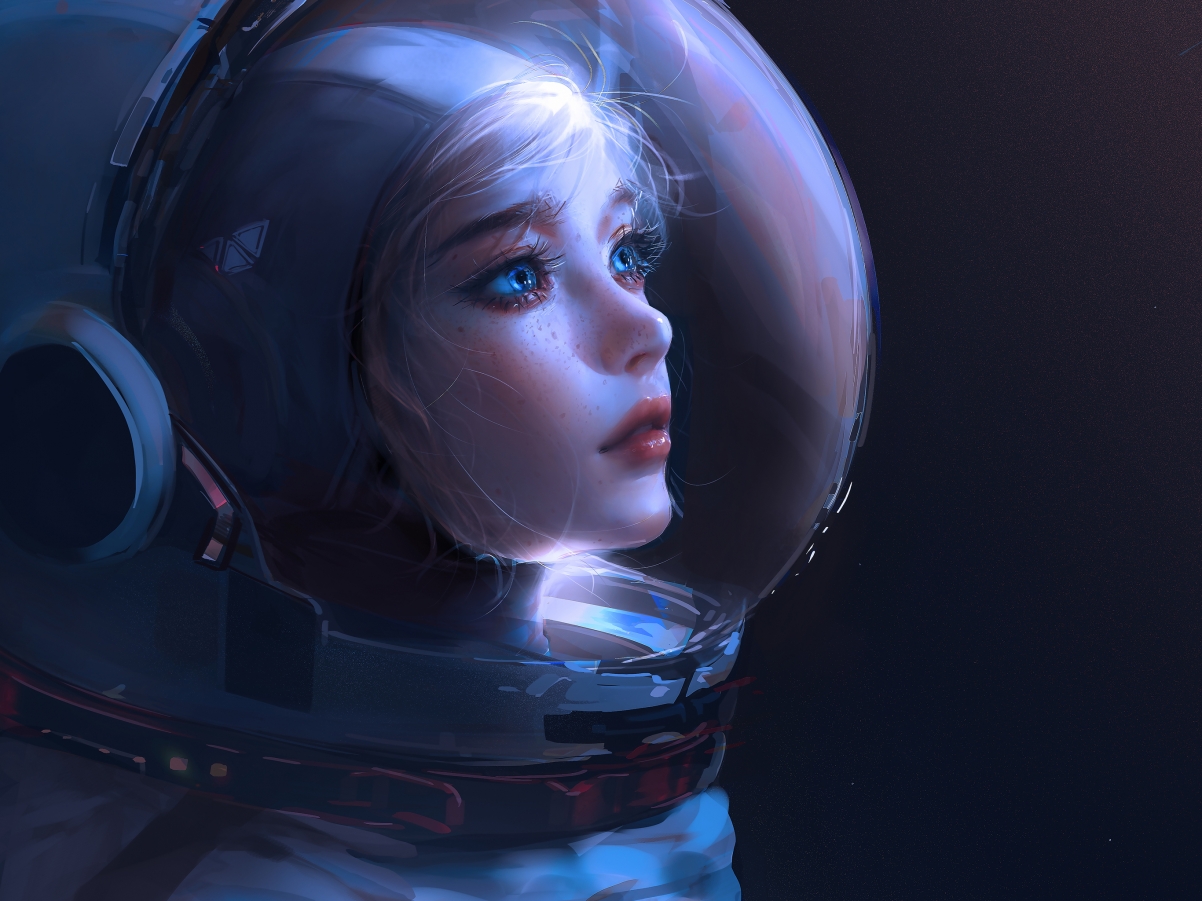 女孩 宇航员 太空 美女 平板 电脑 壁纸