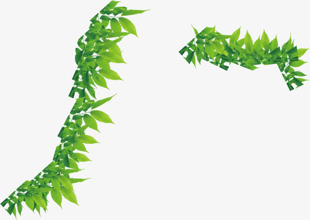 手绘绿色树叶环保装饰