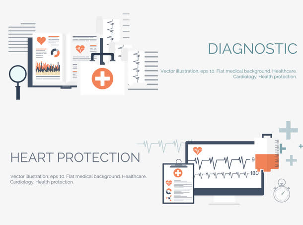 医疗扁平化高清PNG透明素材，PPT/EPS装饰元素，免费下载