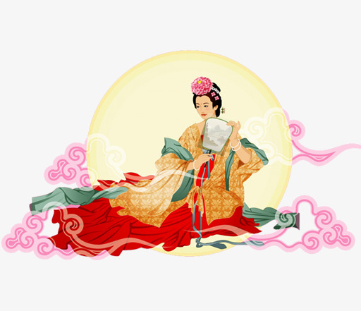 中秋节人物美女月亮中国风