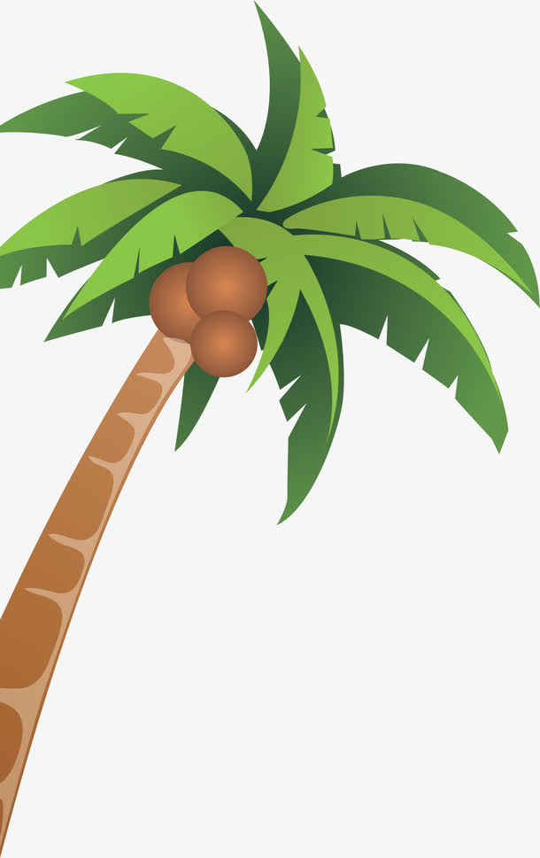 高清手绘沙滩椰子树