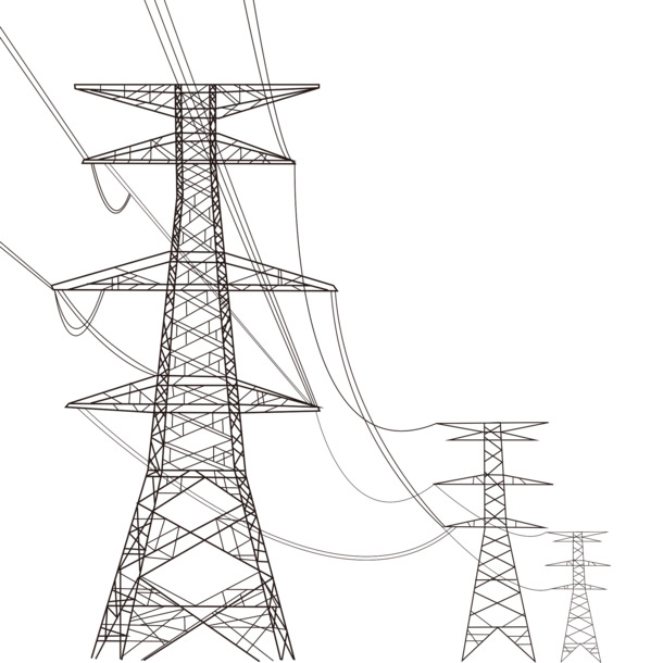 高清PNG仰角电网塔透明免扣素材，其他元素图片设计下载