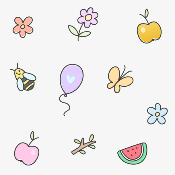 可爱卡通贴纸水果花朵