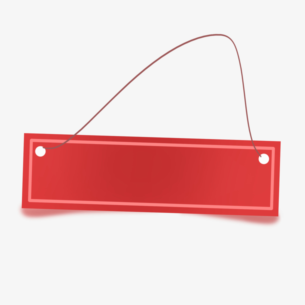 红色长方形悬挂卡通标签
