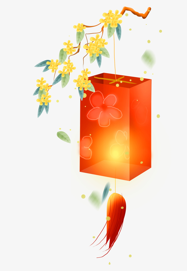 桂花 灯笼 唯美 中国风 素材 花瓣