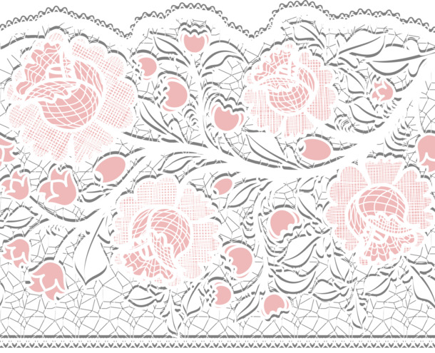粉色蕾丝花纹PNG透明图片，高清花边背景，AI设计素材下载