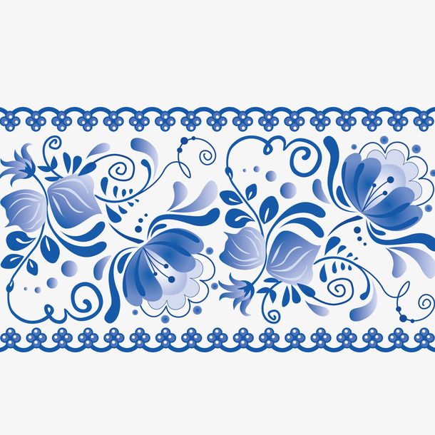 矢量青花瓷装饰背景图案
