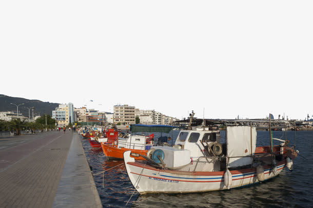 立体建筑欧洲希腊渔港免抠