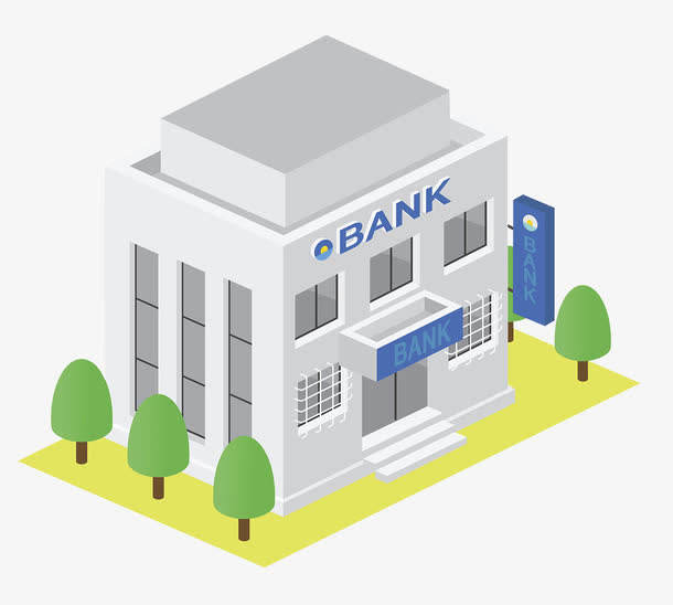 扁平化立体建筑银行插图