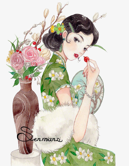 中国旗袍卡通图