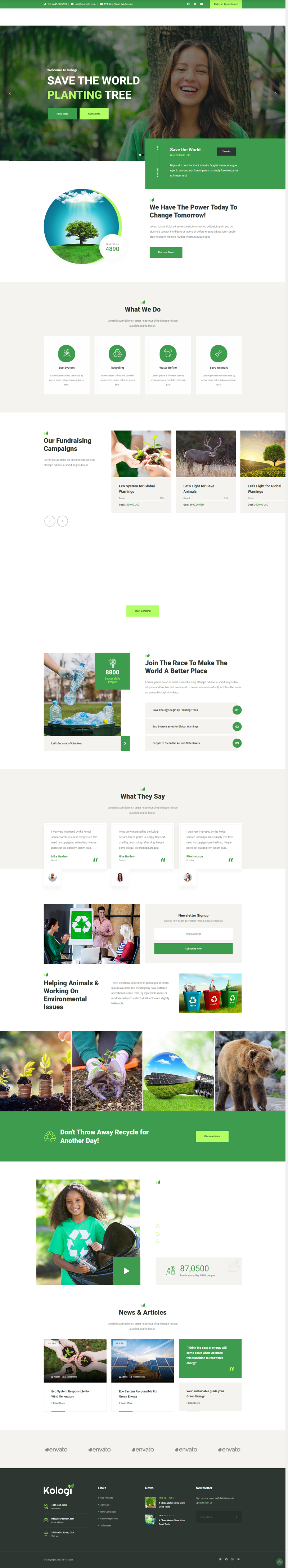 绿色环保网站模板，HTML生态环境保护网页设计