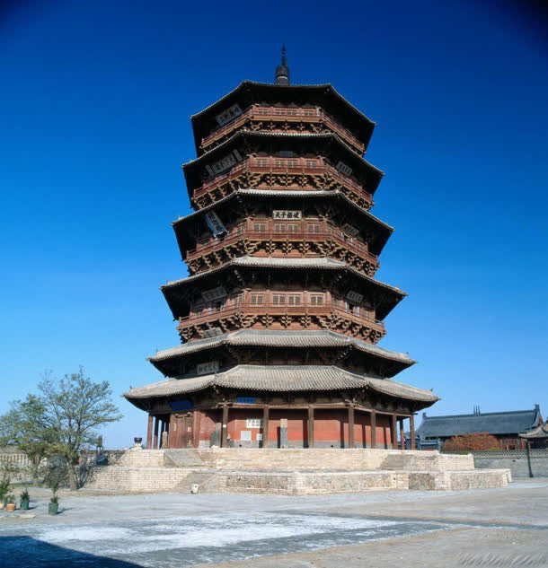 中国古典建筑塔摄影图