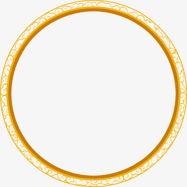 黄色中式手绘花纹圆形