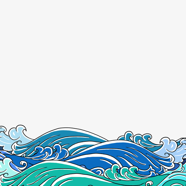 国朝海浪手绘海浪中国风
