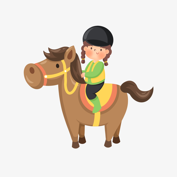 手绘骑马的女孩