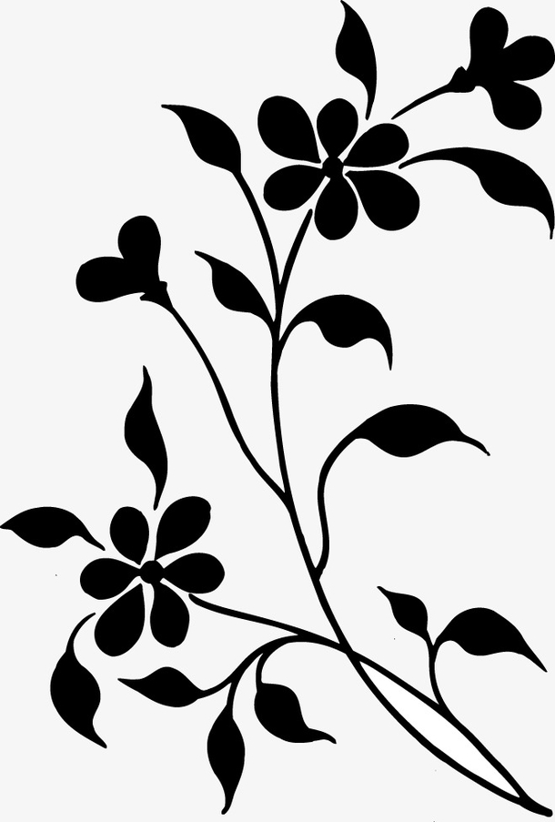 矢量装饰插图树枝叶与花朵