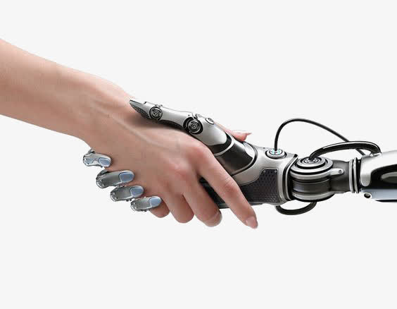 人类和机器人握手