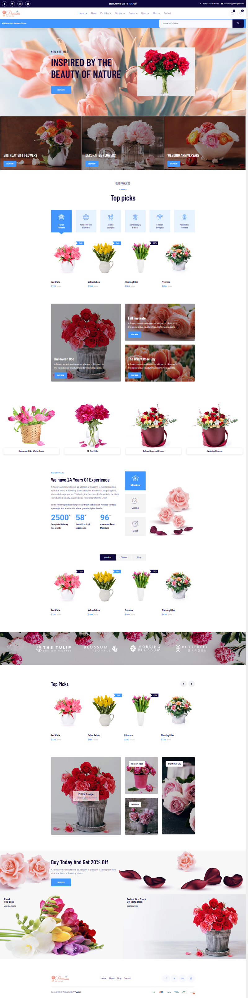 花店网站设计模板，鲜花html网页设计