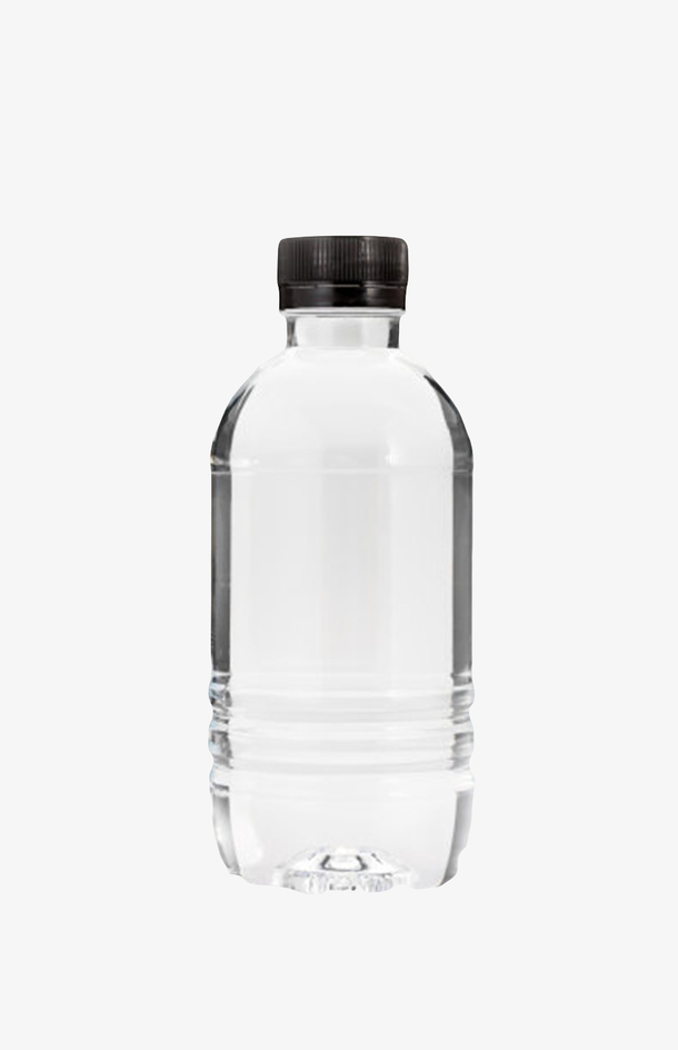 透明解渴黑色盖子的塑料瓶饮用水