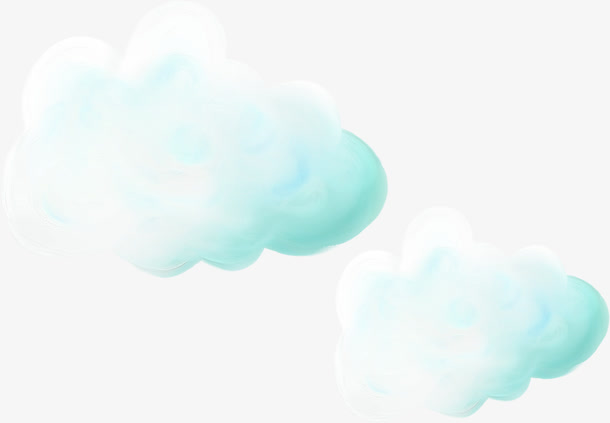 蓝色棉花糖云朵PNG透明图片，精美装饰元素与花纹设计素材下载