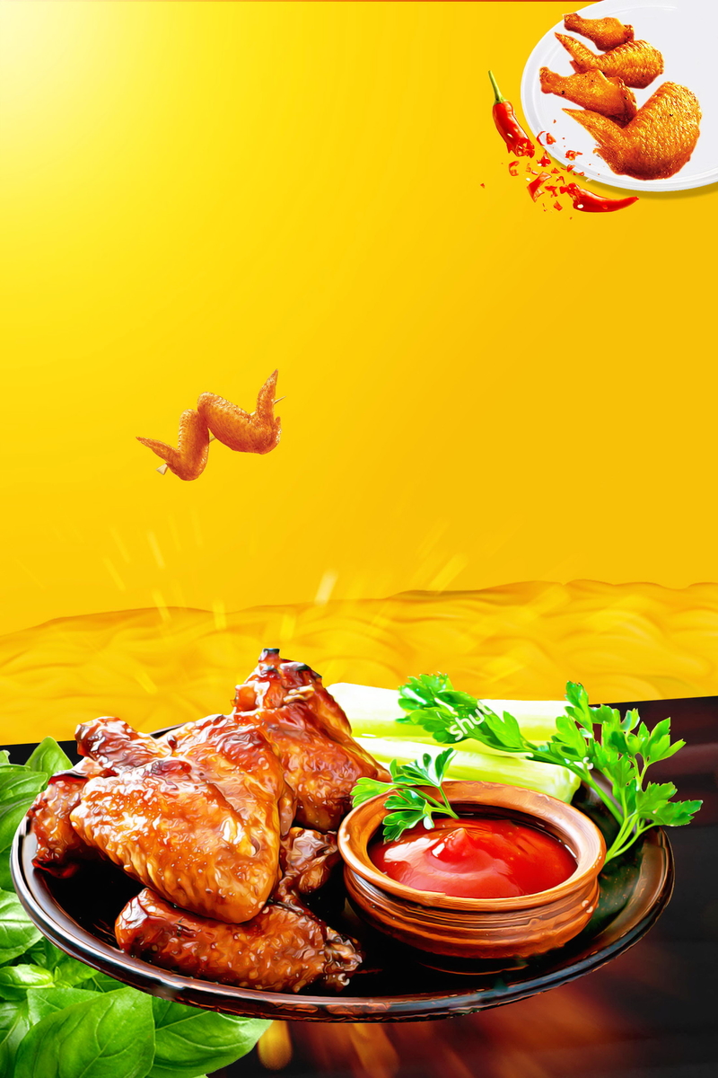 创新美味鸡翅美食海报