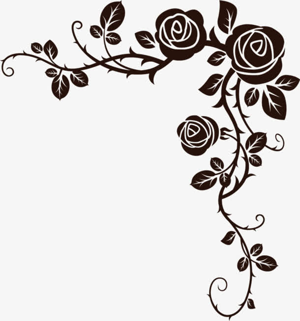 黑色玫瑰花朵花纹装饰
