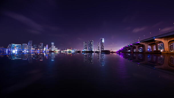 河水现代城市夜晚海报背景