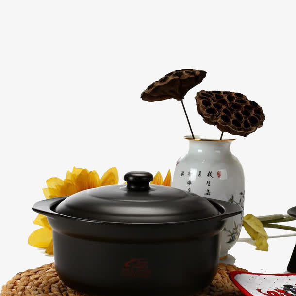 养生汤煲陶瓷土砂锅和花