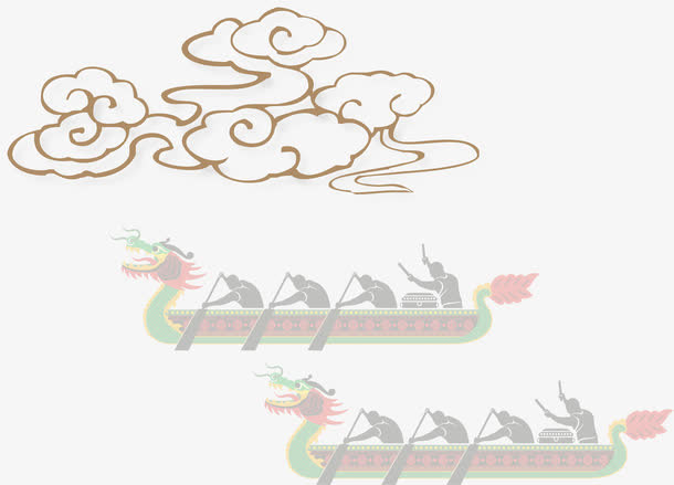 划龙舟云朵传统图标矢量素彩网