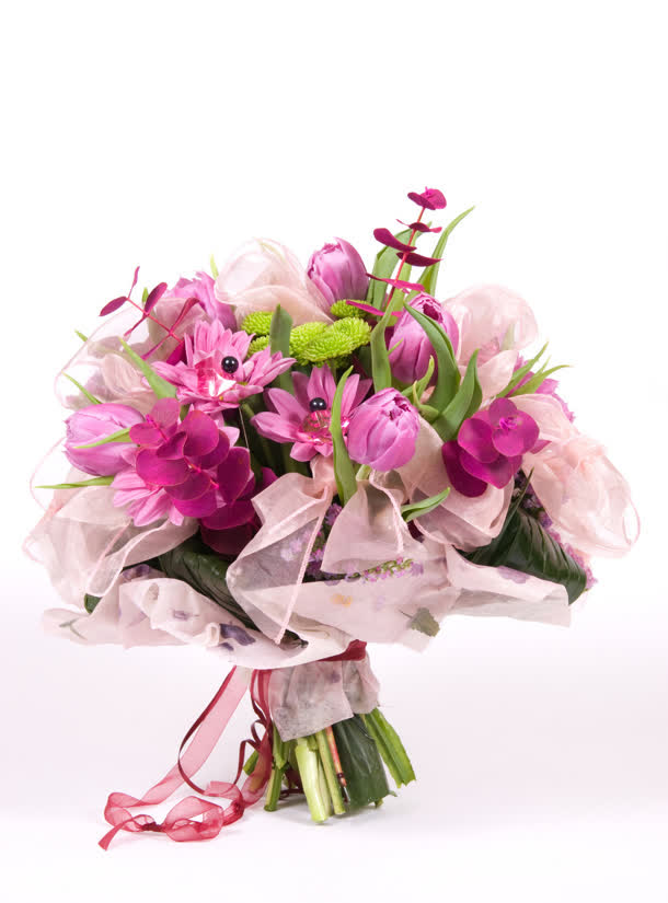 粉色郁金香花束图片
