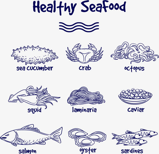 创意手绘海洋食品图标矢量素材