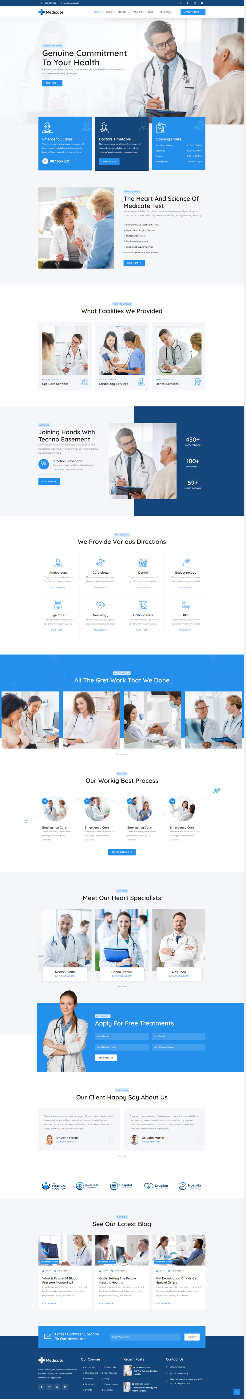 html医院网页源代码，蓝色医疗行业网站设计模板