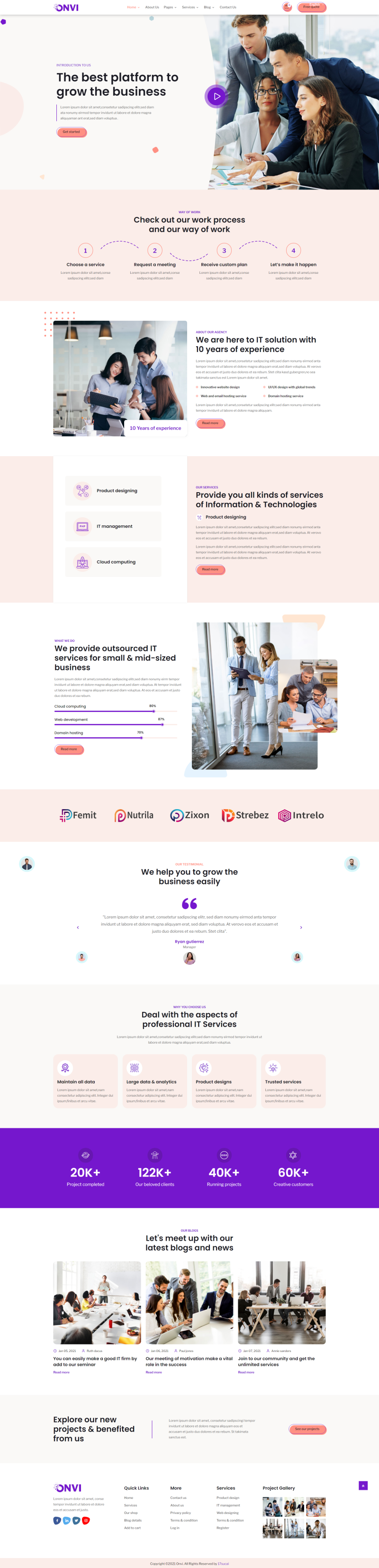 html商务网站模板，紫色潮流商务互联网模版