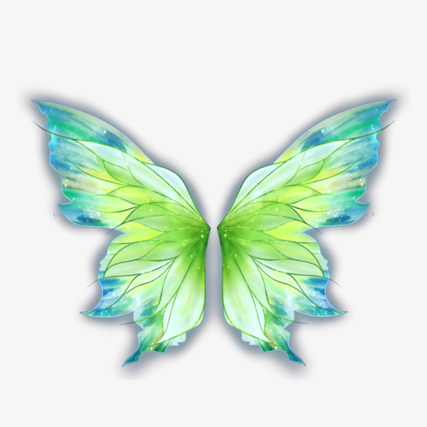 绿色展翅手绘蝴蝶