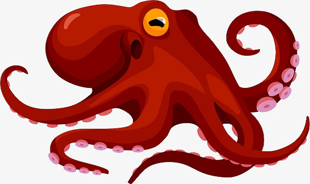 红色章鱼卡通海洋动物图片