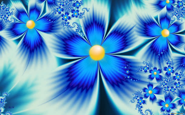蓝色花朵花卉创意元素