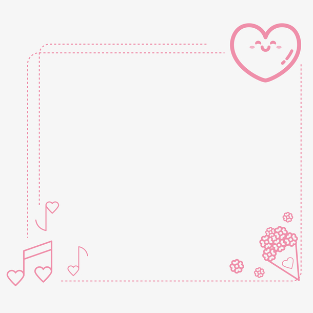 情人节浅粉色爱情音符可爱矢量边框