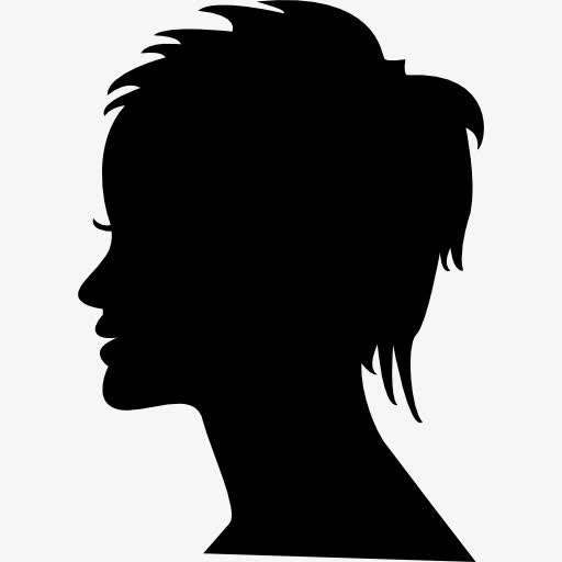 短头发的女人头女性侧面轮廓图标