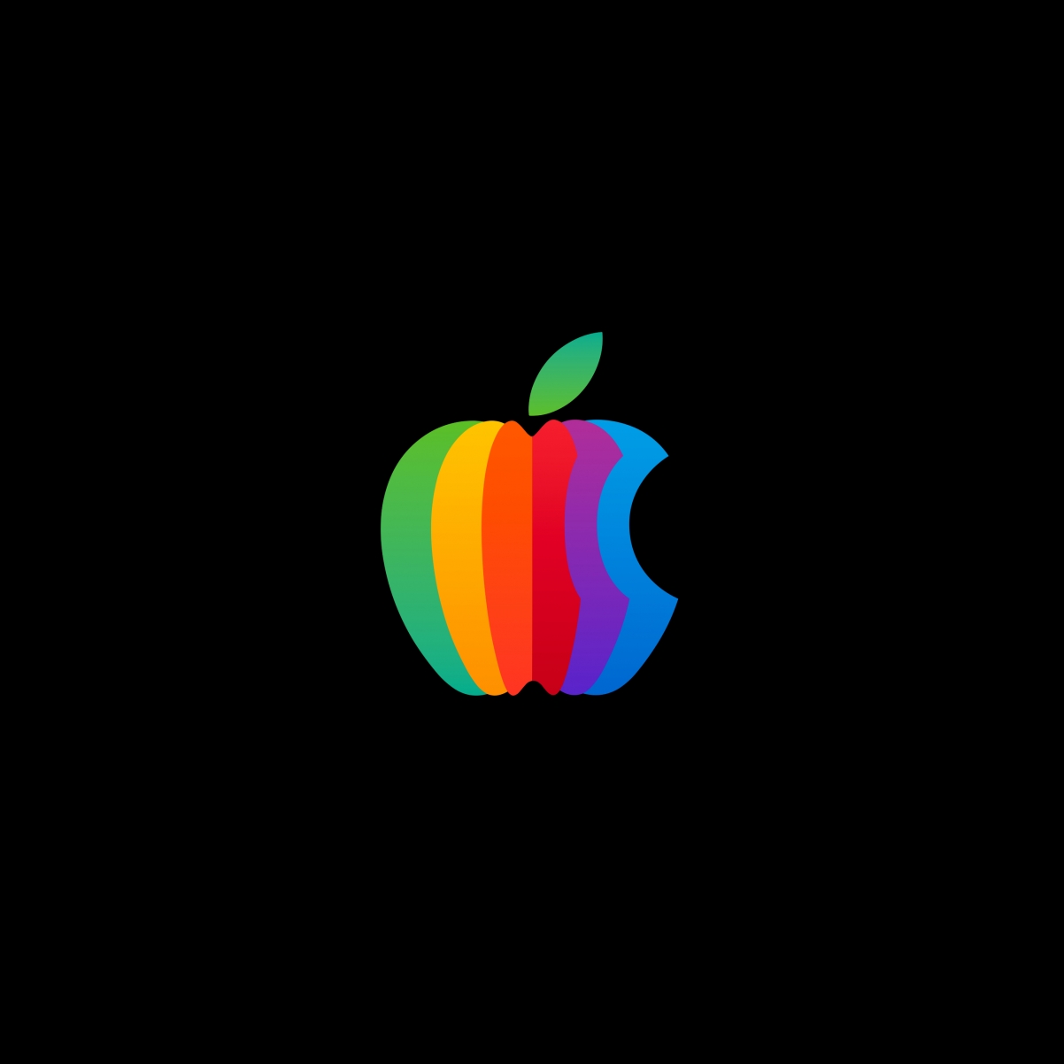 Apple彩色Logo 黑色背景 平板电脑壁纸